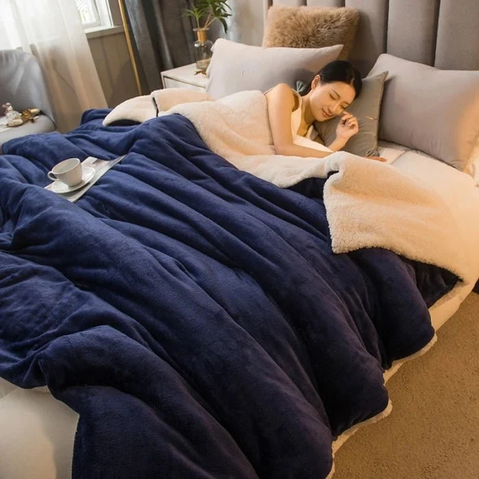 Coperta in lana per il calore invernale - Copripiumino matrimoniale double-face e copriletto da campeggio