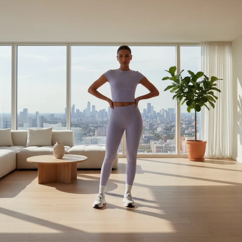 Completo yoga da donna Mikeyoga - 2 pezzi: leggings e top corto per allenamento sportivo.
