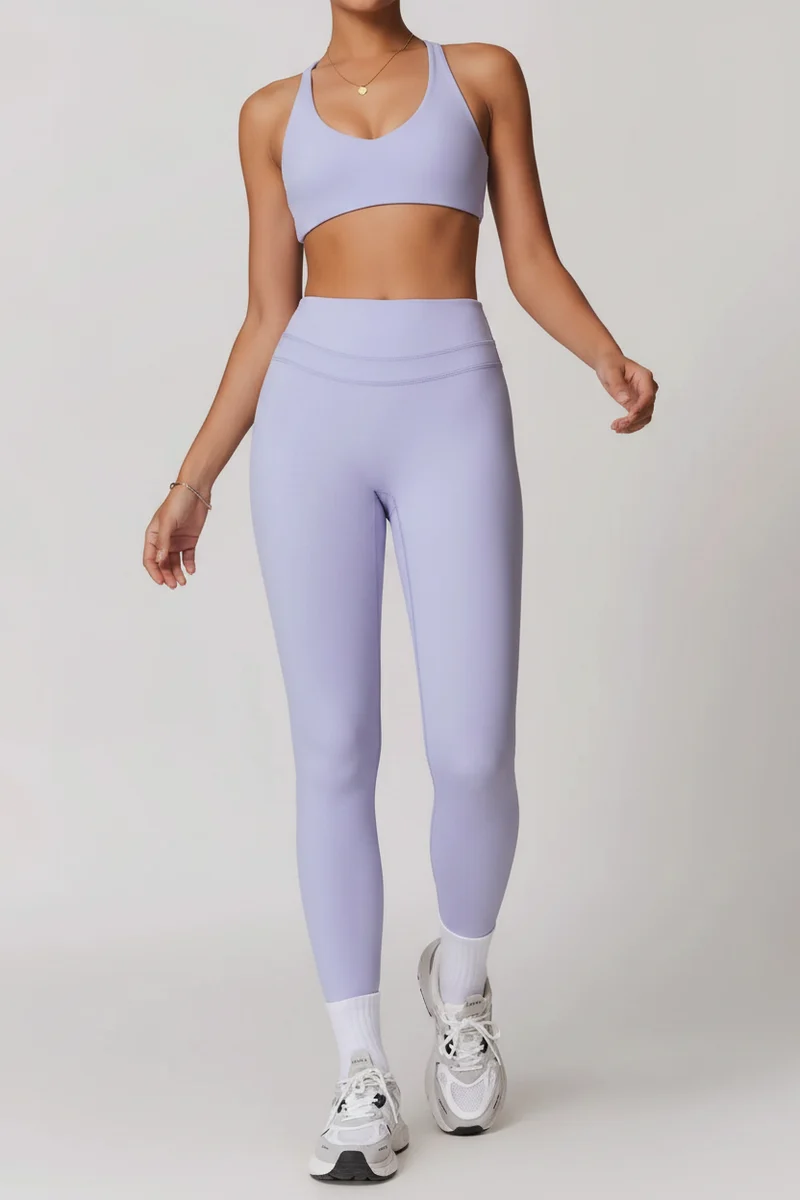 Completo yoga da donna Mikeyoga - 2 pezzi: leggings e top corto per allenamento sportivo.