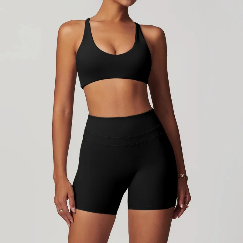 Completo yoga da donna Mikeyoga - 2 pezzi: leggings e top corto per allenamento sportivo.