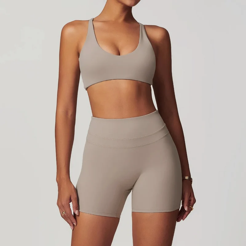 Completo yoga da donna Mikeyoga - 2 pezzi: leggings e top corto per allenamento sportivo.