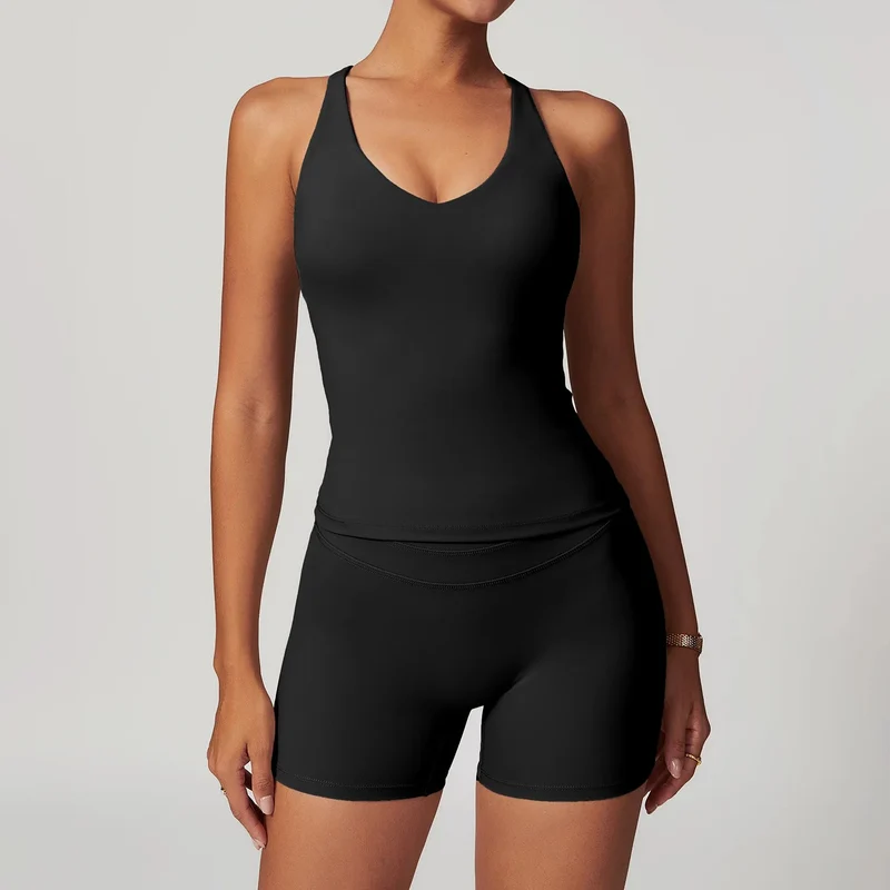 Completo yoga da donna Mikeyoga - 2 pezzi: leggings e top corto per allenamento sportivo.