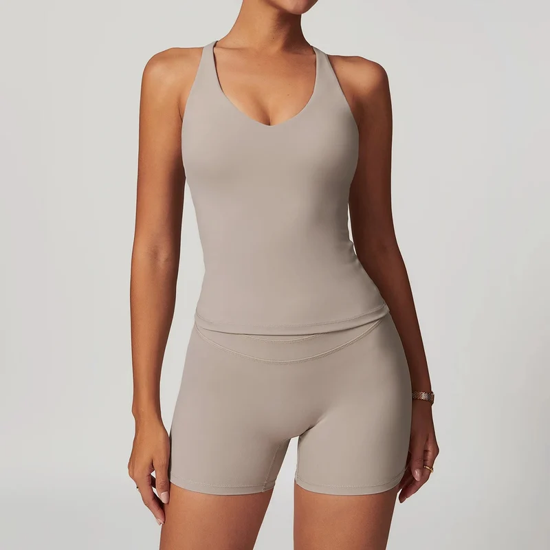 Completo yoga da donna Mikeyoga - 2 pezzi: leggings e top corto per allenamento sportivo.
