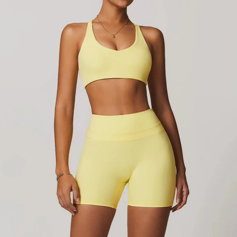 Completo yoga da donna Mikeyoga - 2 pezzi: leggings e top corto per allenamento sportivo.