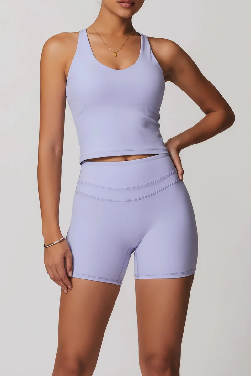 Completo yoga da donna Mikeyoga - 2 pezzi: leggings e top corto per allenamento sportivo.