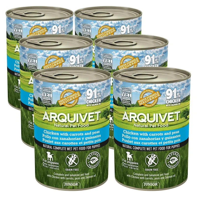 Paté de pollo con zanahorias para cachorros y perros jóvenes