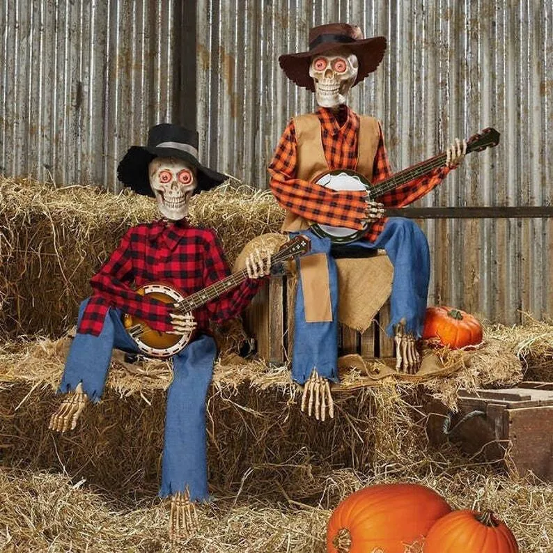 Halloweendecoratie – Zingende skeletten met sensor en oplichtende ogen