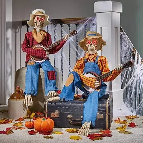 Halloweendecoratie – Zingende skeletten met sensor en oplichtende ogen