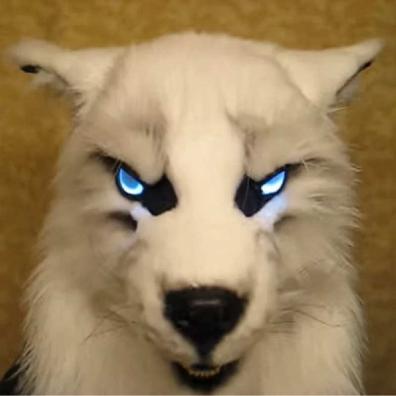 Weerwolfmasker – Oplichtende LED-ogen en oren die je zelf laat bewegen