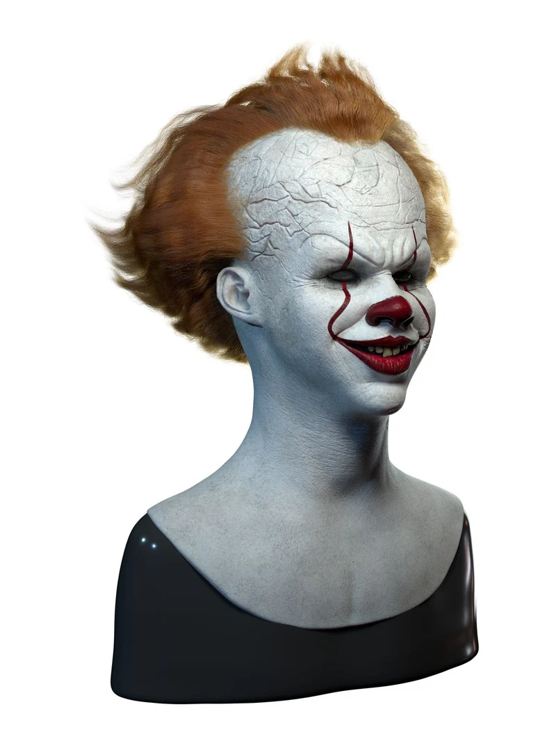 Clownmasker – Horrorclown met bleke huid en brede grijns voor Halloween