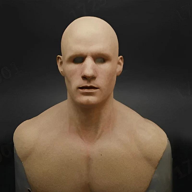 Latex hoofdmasker – Volledig over het hoofd met ingezet haar en open mond