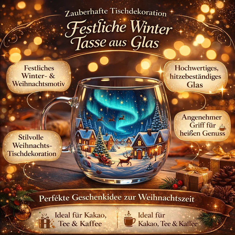 Glazen drinkbeker – Handbeschilderd motief met oor voor warme dranken