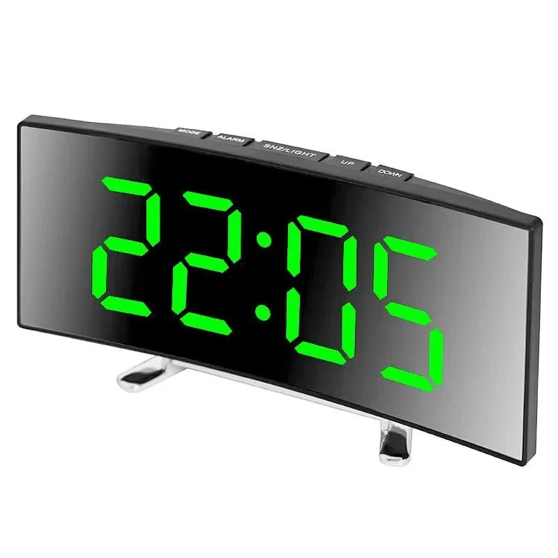 Digitale wekker – Groot ledscherm met spiegelafwerking en stil ontwerp