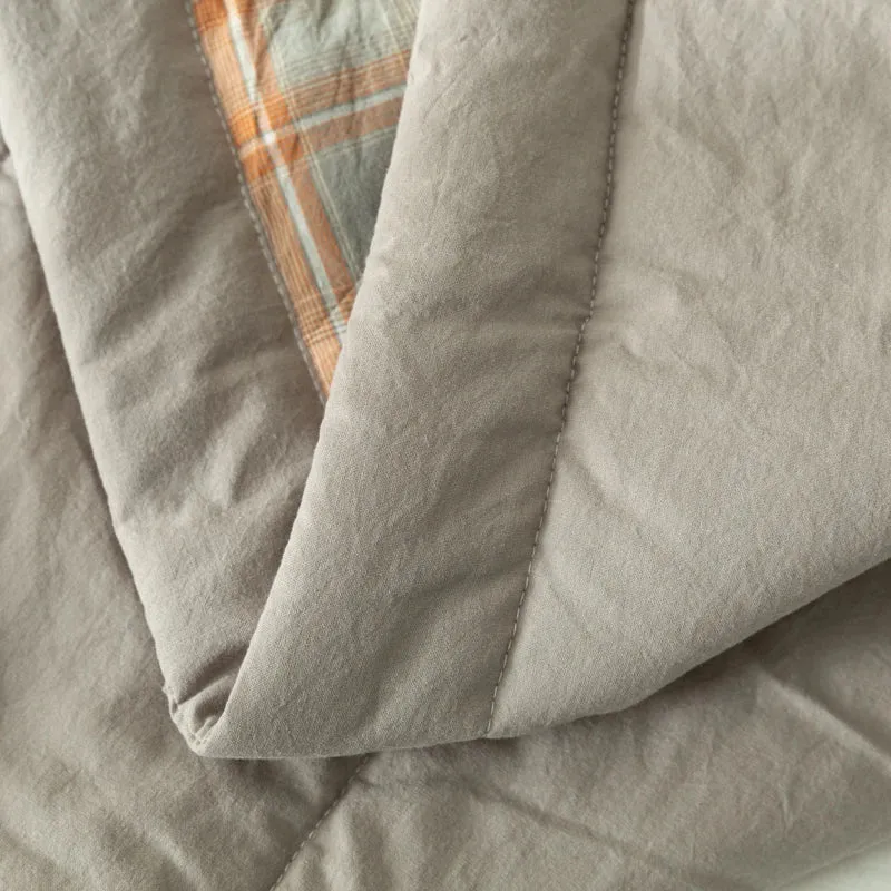 Quilted Cotton Summer Duvet - Soft Plaid Comforter for Single, Twin, Queen Size
