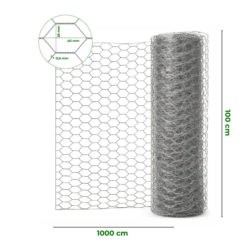 Rete Zincata Esagonale Maglia 40x28 mm Il Gruppone