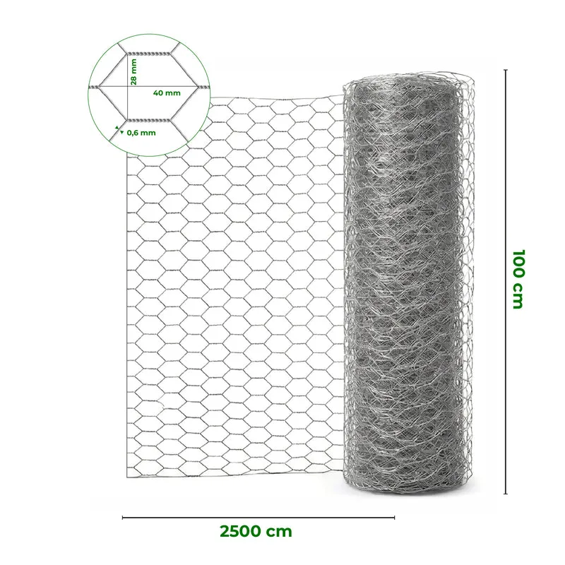 Rete Zincata Esagonale Maglia 40x28 mm Il Gruppone