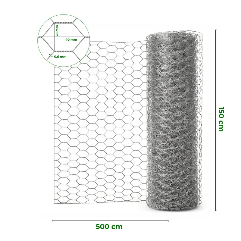 Rete Zincata Esagonale Maglia 40x28 mm Il Gruppone
