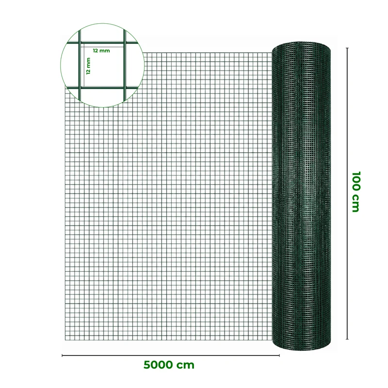 Rete Metallica Verde Rivestita in PVC Maglia Quadrata 12x12 mm Il Gruppone