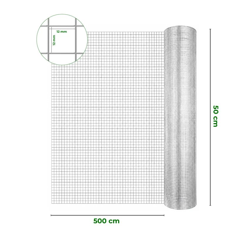 Rete Zincata Elettrosaldata Maglia Quadrata 12,5x12,5 mm Il Gruppone