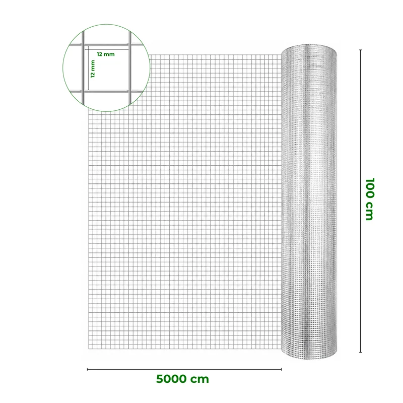 Rete Zincata Elettrosaldata Maglia Quadrata 12,5x12,5 mm Il Gruppone