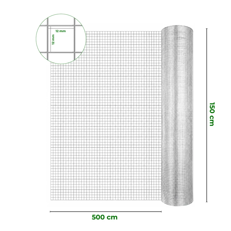 Rete Zincata Elettrosaldata Maglia Quadrata 12,5x12,5 mm Il Gruppone