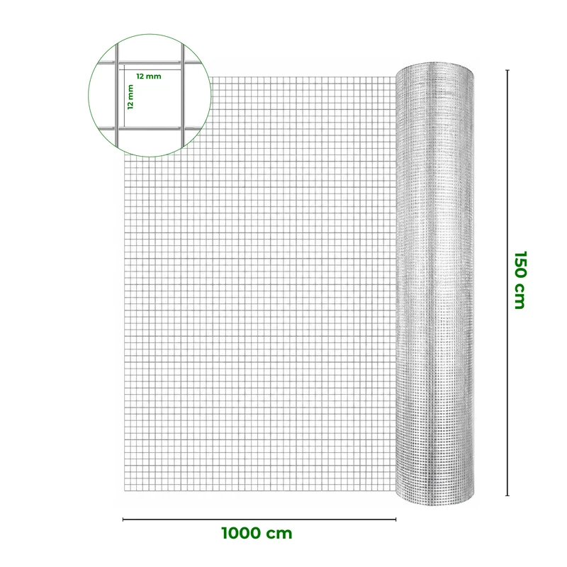 Rete Zincata Elettrosaldata Maglia Quadrata 12,5x12,5 mm Il Gruppone