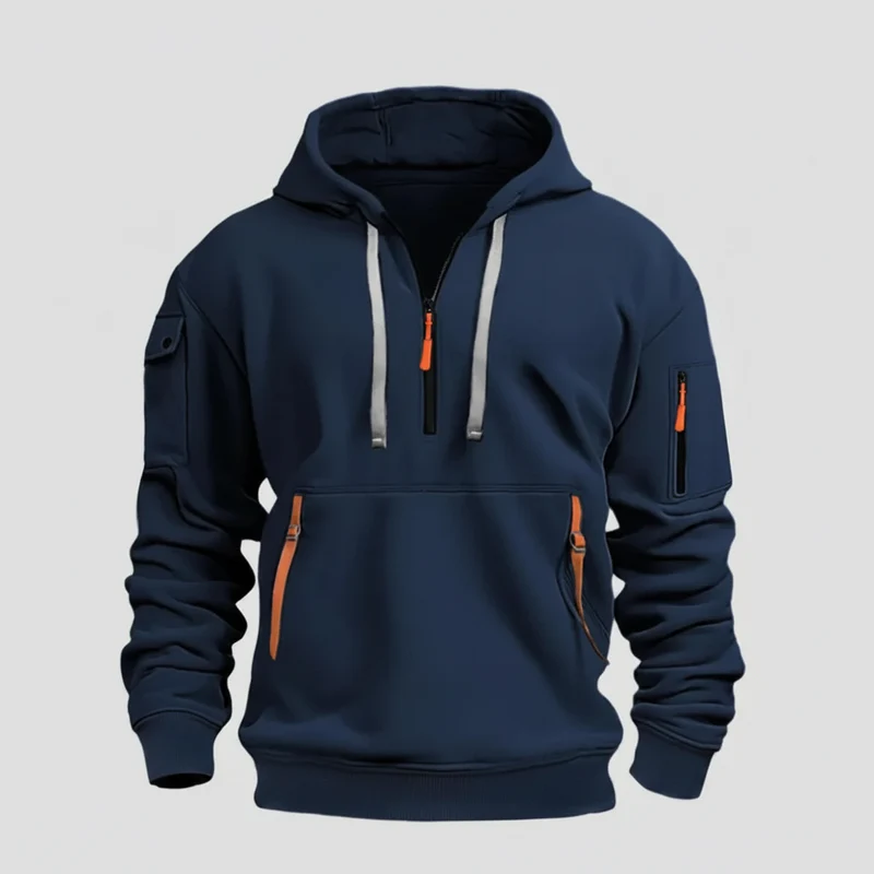 Giacca antivento con cappuccio da uomo - Cappotto casual con cerniera e inserti patchwork, taglie S-4XL