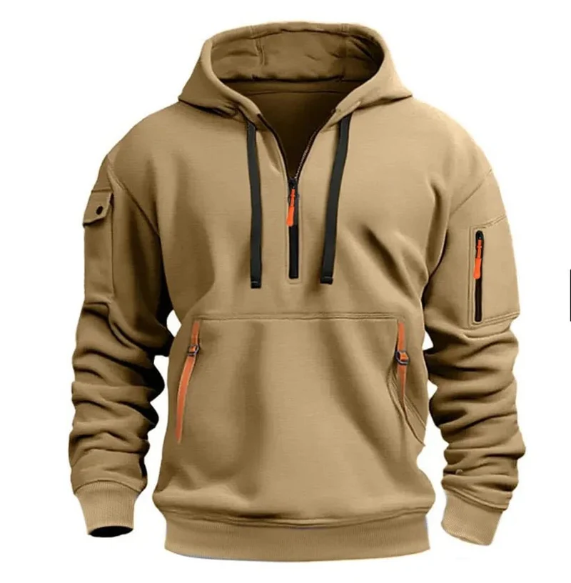 Giacca antivento con cappuccio da uomo - Cappotto casual con cerniera e inserti patchwork, taglie S-4XL