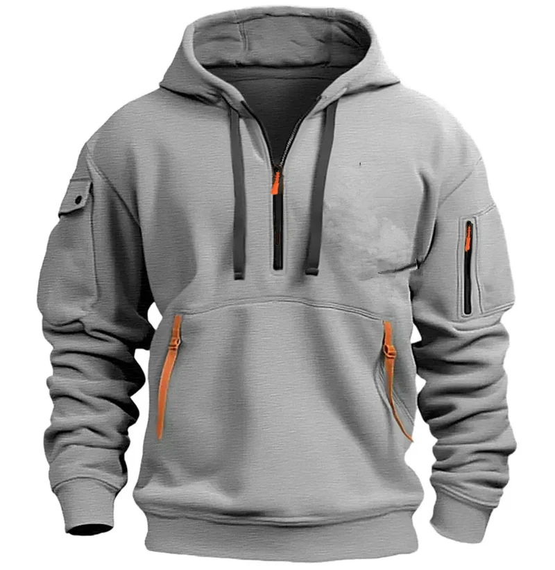 Giacca antivento con cappuccio da uomo - Cappotto casual con cerniera e inserti patchwork, taglie S-4XL