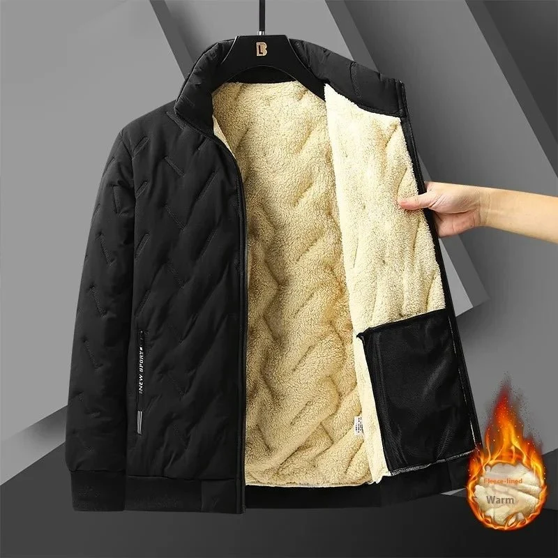 Giacche invernali in pile da uomo - Parka corto in lana spessa e antivento, giacca bomber calda per autunno e inverno