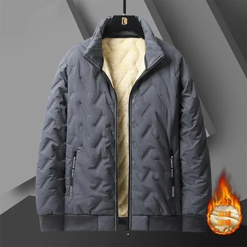 Giacche invernali in pile da uomo - Parka corto in lana spessa e antivento, giacca bomber calda per autunno e inverno