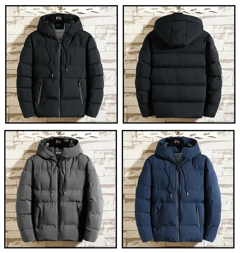 Giacca invernale da uomo in cotone spesso con cappuccio - Elegante capospalla antivento