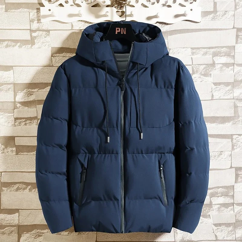 Giacca invernale da uomo in cotone spesso con cappuccio - Elegante capospalla antivento