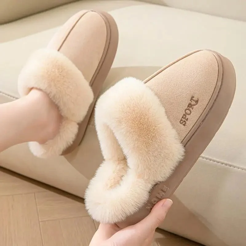 Calde pantofole invernali da donna, morbide e soffici - Eleganti pantofole da casa e calzature con plateau