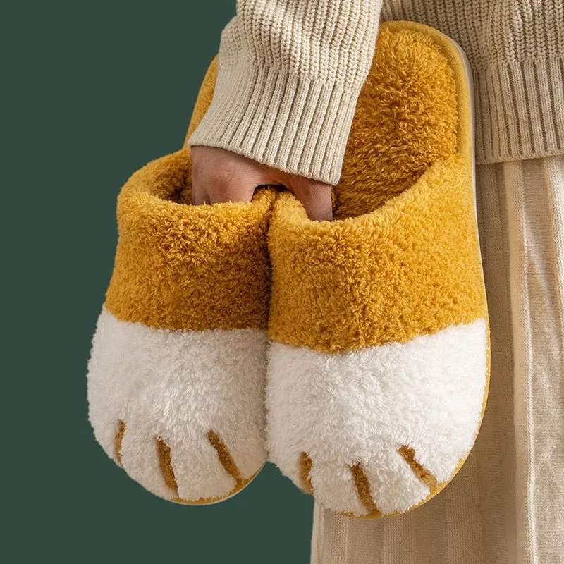 Comode pantofole a forma di zampa di gatto - Calde pantofole invernali in morbido peluche di design per camera da letto e interni