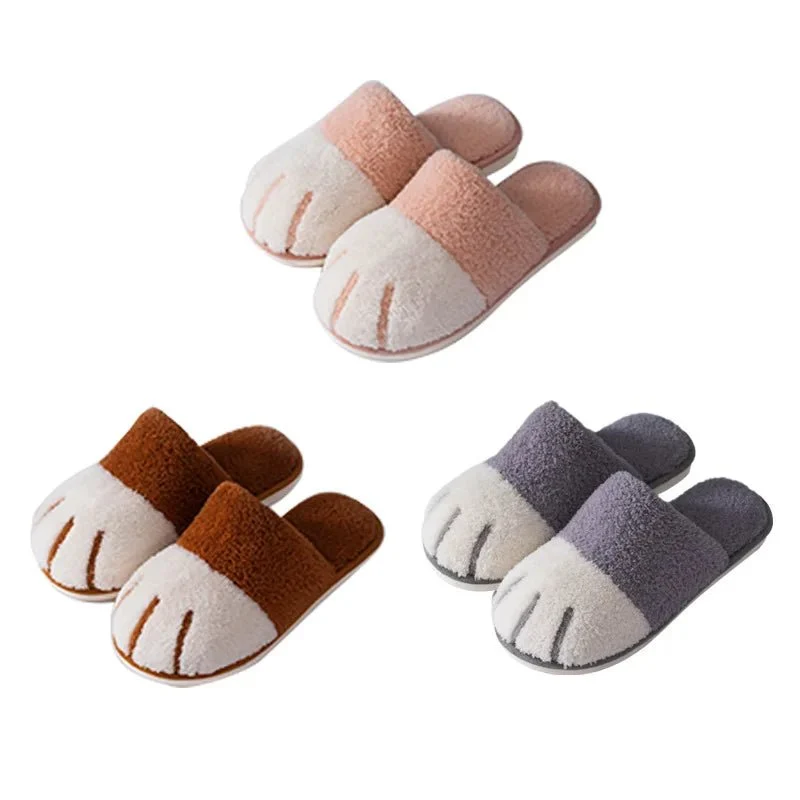 Comode pantofole a forma di zampa di gatto - Calde pantofole invernali in morbido peluche di design per camera da letto e interni