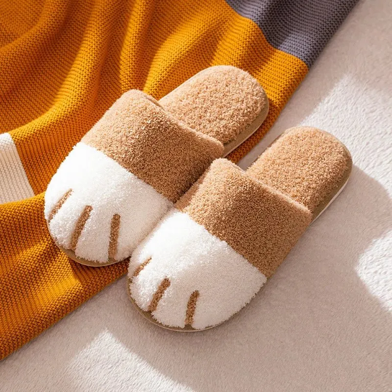 Comode pantofole a forma di zampa di gatto - Calde pantofole invernali in morbido peluche di design per camera da letto e interni