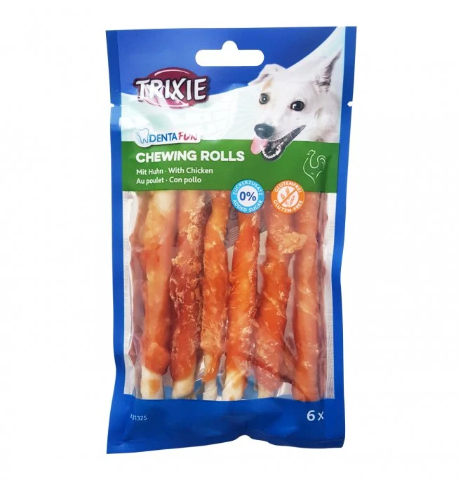 Trixie 6 Pezzi Snack Dentafun bastonicini di pollo 12 cm da 70 gr