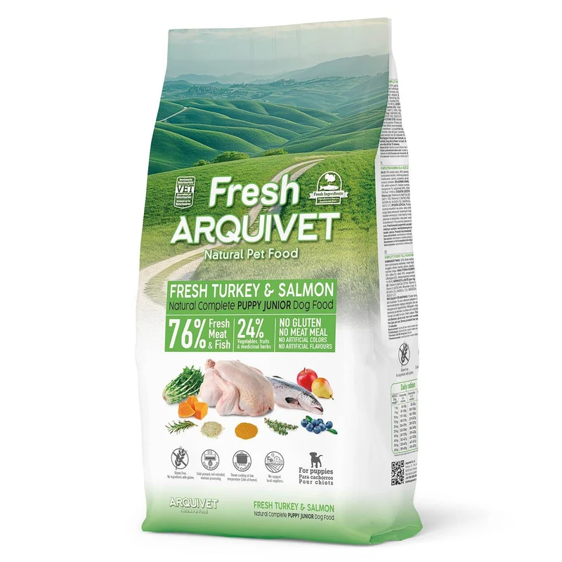 Alimento semihúmedo con Pavo y Salmón frescos para cachorros y perros jóvenes - Fresh