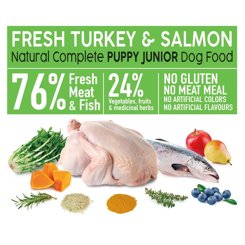 Alimento semihúmedo con Pavo y Salmón frescos para cachorros y perros jóvenes - Fresh