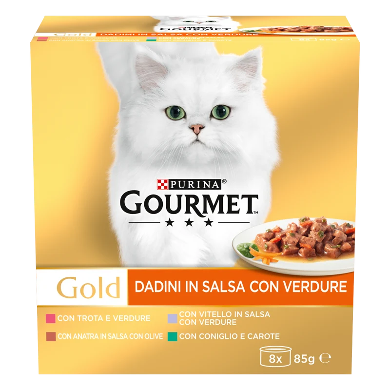 Dadini in salsa con verdure 8x85g (Anatra, Vitello, Coniglio, Trota) (8x85 g)