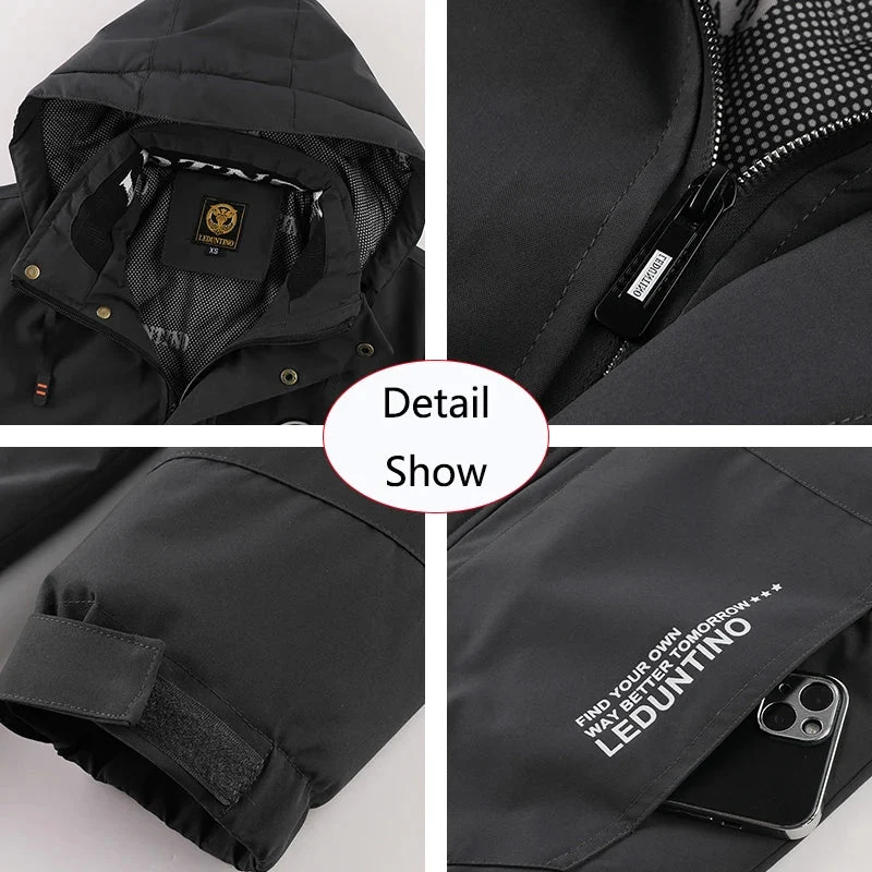Giacca invernale impermeabile da uomo - Cappotto antivento con cappuccio per attività all'aperto, viaggi, arrampicata e trekking