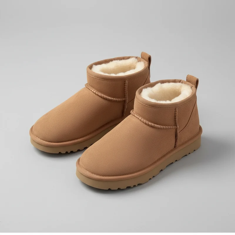 Eleganti stivali da neve invernali con inserti in montone e pelle per un calore casual impareggiabile.