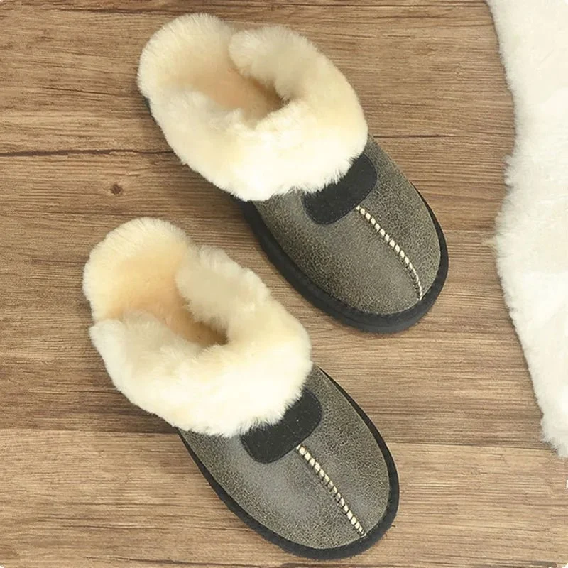 Pantofole KZZO in pelliccia di montone - Comode scarpe invernali da interno per donna