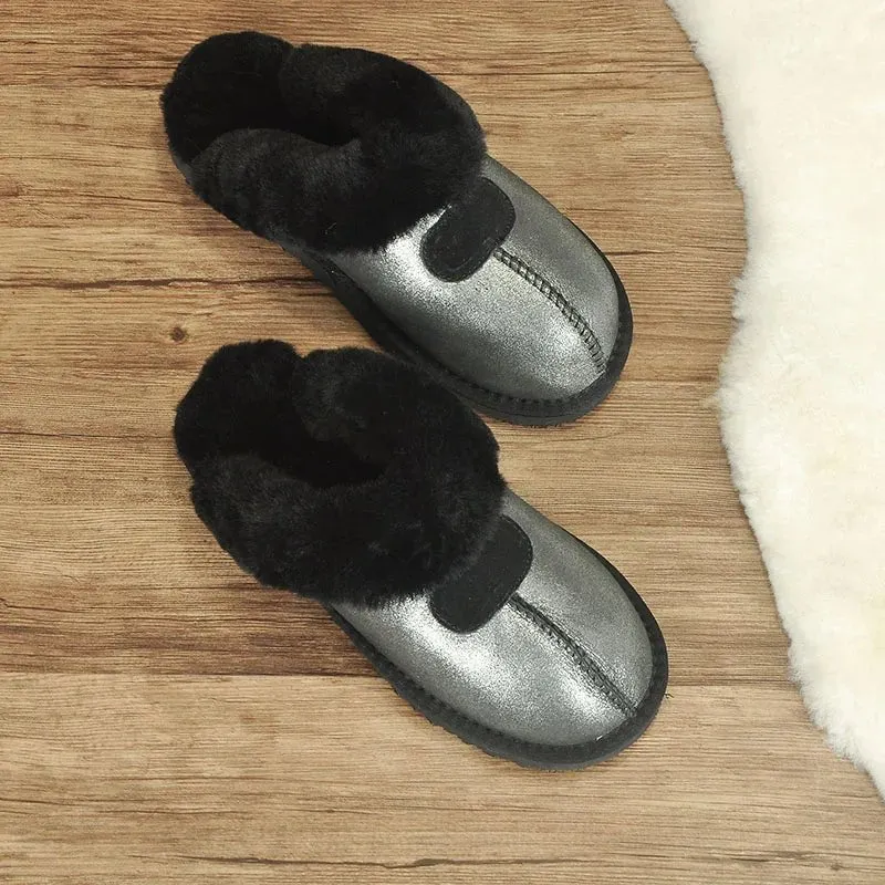 Pantofole KZZO in pelliccia di montone - Comode scarpe invernali da interno per donna