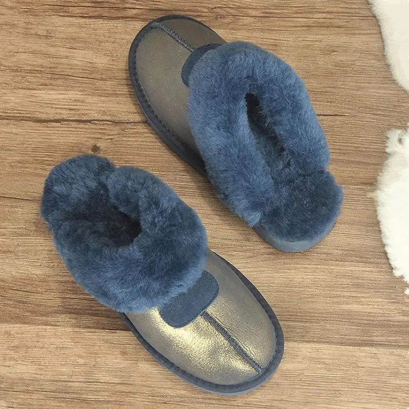 Pantofole KZZO in pelliccia di montone - Comode scarpe invernali da interno per donna