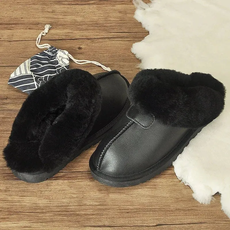 Pantofole KZZO in pelliccia di montone - Comode scarpe invernali da interno per donna