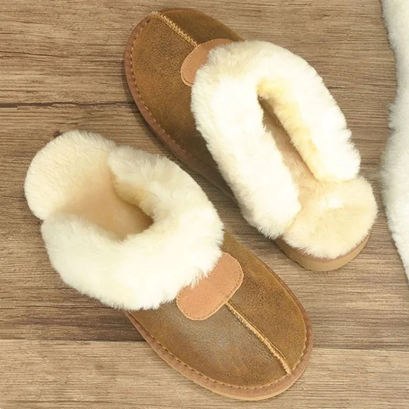 Pantofole KZZO in pelliccia di montone - Comode scarpe invernali da interno per donna