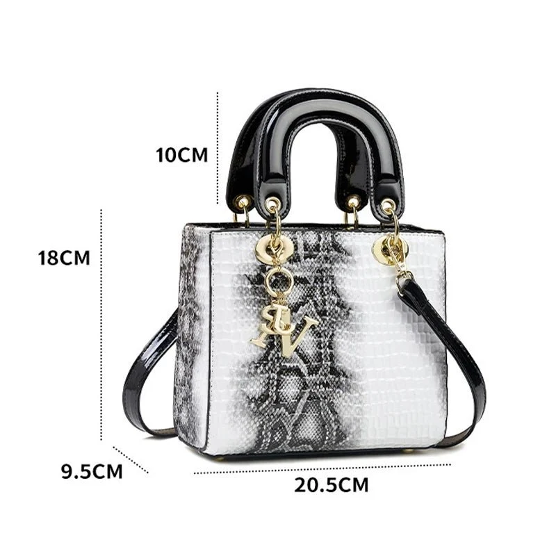 Borsa a tracolla in pelle lucida da donna - Borsa a tracolla di lusso firmata