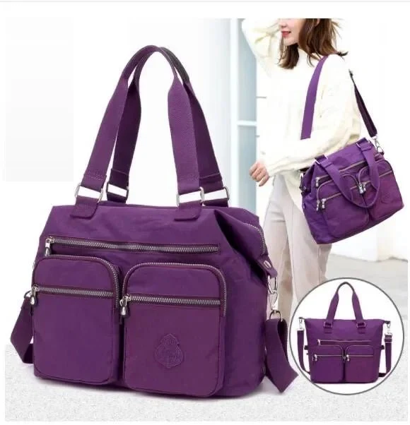 Borsa a tracolla in nylon impermeabile da donna - Borsa a mano grande, borse a tracolla